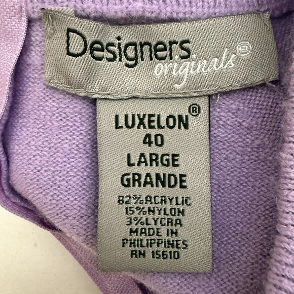 Vintage 90s Designers Originals SOFT Lilac Mock-Neck Sweater | Size L - Picture 6 of 7